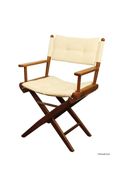 OSCULATI Scaun pliabil din lemn de tec cu material căptușit, bej, accesorii din alamă