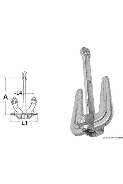 OSCULATI Hall Anchor, 2.5 kg, Hot-dip Galvanized Steel, Articulated Shank