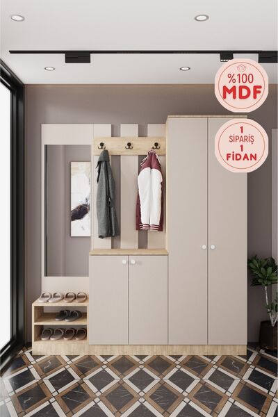 BALNEOM Evora-17 188 cm Lüks, Mdf Vestiyer Portmanto Dolabı.