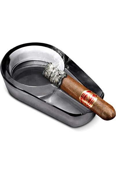 CIGARLOONG منفضة سجائر زجاجية، منفضة سجائر عصرية لطاولة السيجار (أسود)