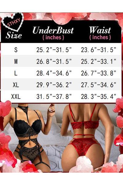 Sthxyfaith Babydoll Strappy Bra and Panty Set Lace Strappy Chocker Full Lingerie Set Babydoll 2 Pieces