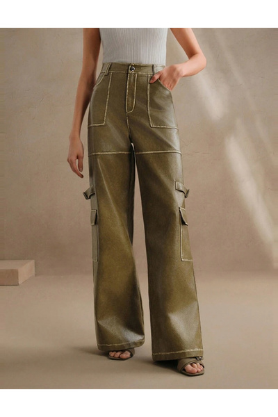 Sheya Shein Anewsta faux leather pants, khaki