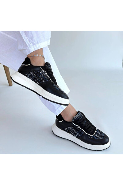 ALFA AKSESUAR 03 Hawer Black Leather Lace-Up Sneakers