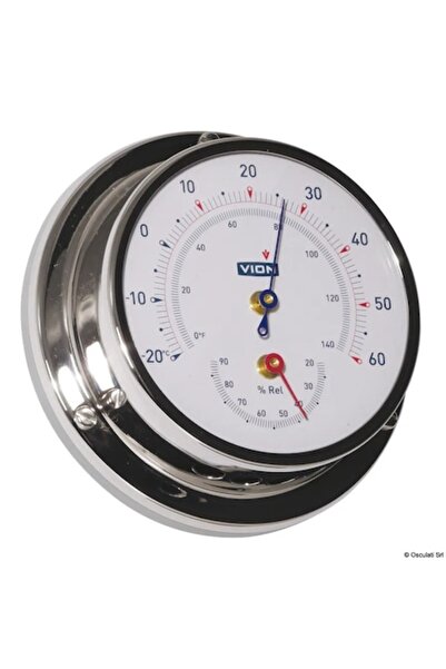 OSCULATI Higrometru/termometru Vion A80MIC CHR, oțel inoxidabil, bază Ø95mm, cadran Ø80mm, proiecție 40mm