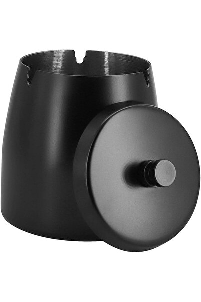 ANGJU Outdoor Cigarette Ashtray with Lid - 304 Stainless Steel, Windproof, Smokeless, Tabletop