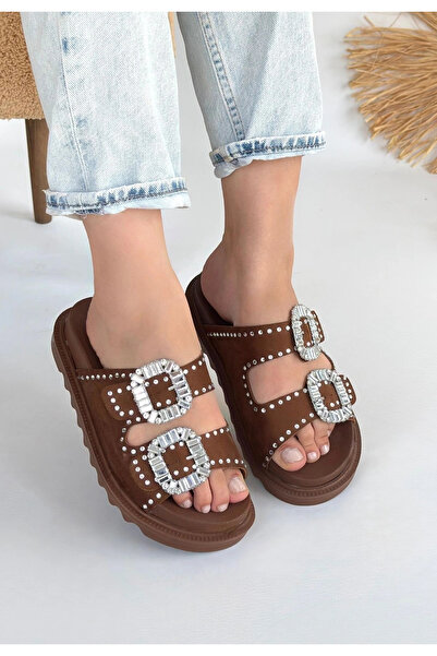 ALFA AKSESUAR 03 Juana Taba Nubuck Stone Slippers