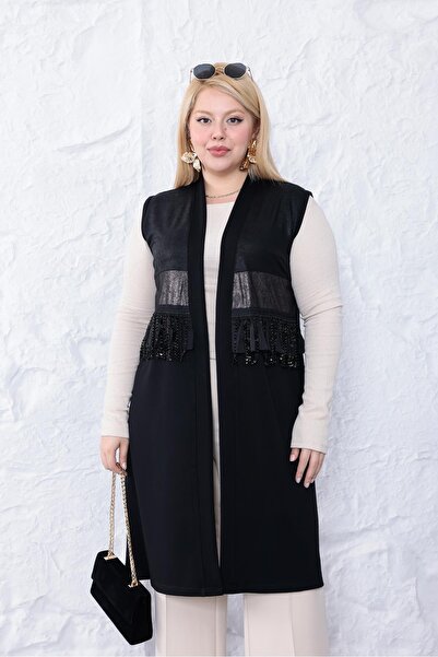 Siyezen Plus Size Tassel Detailed Vest