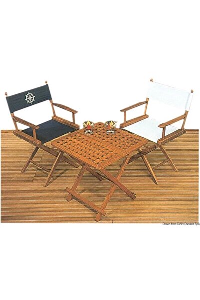 OSCULATI Scaun pliabil din lemn de tec cu material textil simplu, albastru, accesorii din oțel inoxidabil