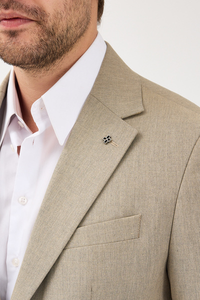 Frappoli Savin Men's Mink Polyviscon Fabric Mono Collar Cover Pocket Half Lining Slim Fit 2-Piece Suit