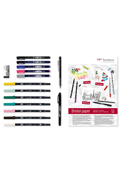 Tombow Have Fun at Home Lettering Set creativ 16 piese pentru caligrafie si grafica