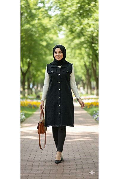 Bebezeyn MEVSİMLİK SİYAH VE MAVİ RENK KOLSUZ DÜĞMELİ 38-54 BEDEN ARASI KOT YELEK