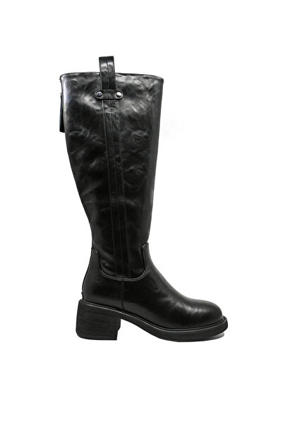 PASS Collection Women's Tall Riding Boots Black Leather