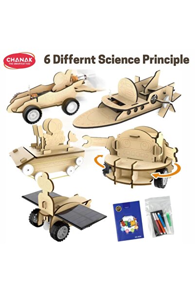 Chanak 6-in-1 DIY Wooden Electric Science Kit for Kids | Build Robots, Cars & Space Models