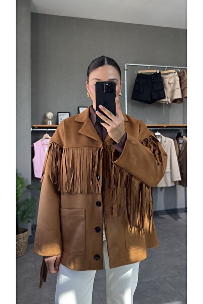 YOUR NAME Jachetă din piele de căprioară cu ciucuri