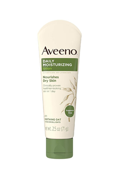 AVEENO Daily moisturizing body lotion with soothing oats and rich emollients to nourish dry skin, fragrance-free, 75 ml