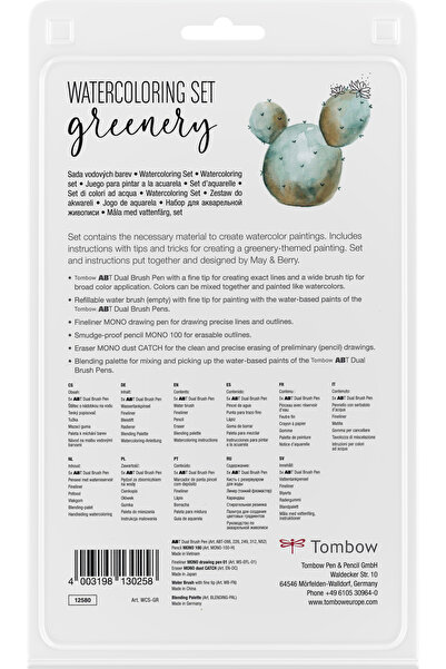 Tombow Greenery Set creativ 9 piese pentru acuarela, caligrafie si grafica