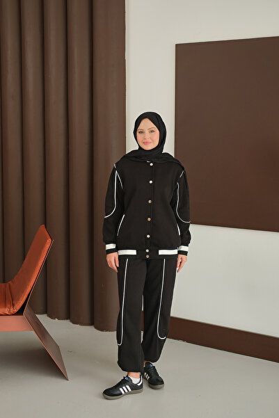 LOCCO Women's Stripe Detail Suit Black