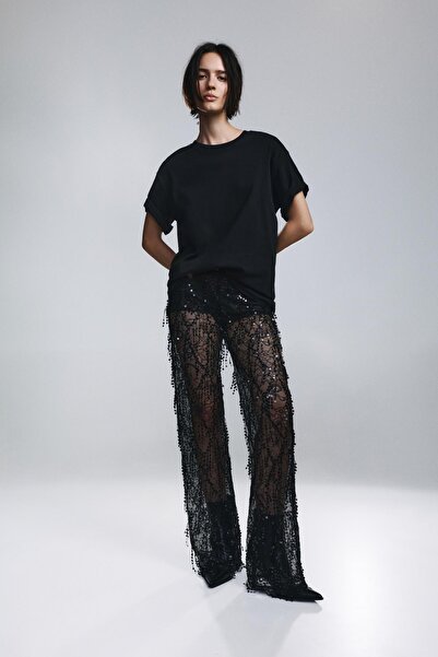 Pull & Bear Pullu dantel çan pantolon