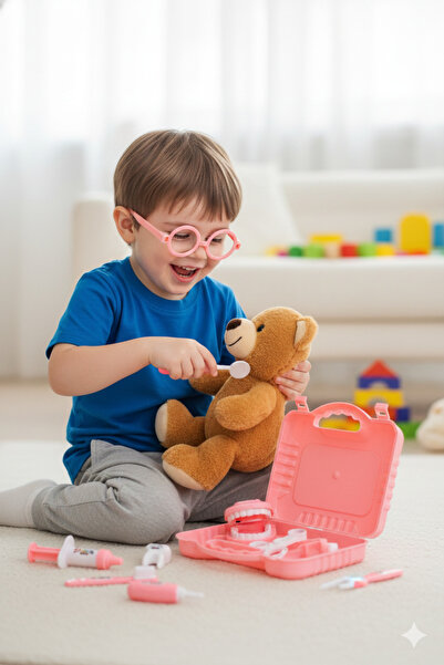 Lunitoys Doktor Dental Dişçi Oyuncak Seti Kızlar İçin Pembe Doktor Seti