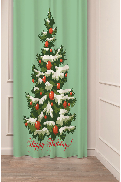 GREENDECOR Brad de Crăciun, copac de Crăciun, zăpadă, Anul Nou, model de Crăciun, design special, perdea digitală cu imprimeu