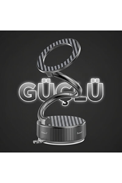 zyntech Steel Pro 360° Manyetik Telefon Tutucu | Esnek Spiral Kol, Vakum Kilitli