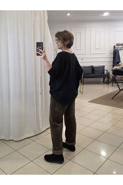 pudubutik Elastic Waist Velvet Italian Brown Trousers