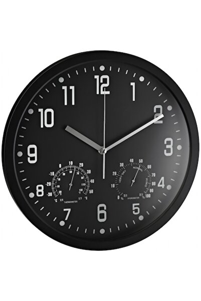 OEM Decorative wall clock with thermometer and hygrometer, 25 cm, black