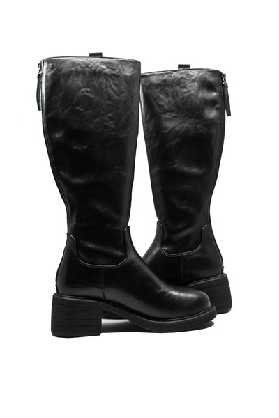 PASS Collection Women's Tall Riding Boots Black Leather