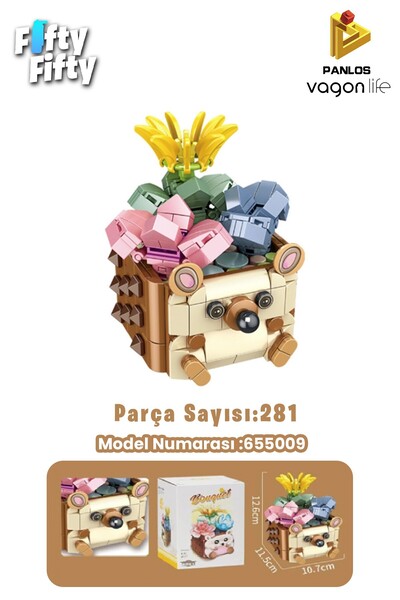 Vagonlife Panlos Mini Potted Plant Series Bear Figure 281 Pieces Toy Building Set -Ffp655009