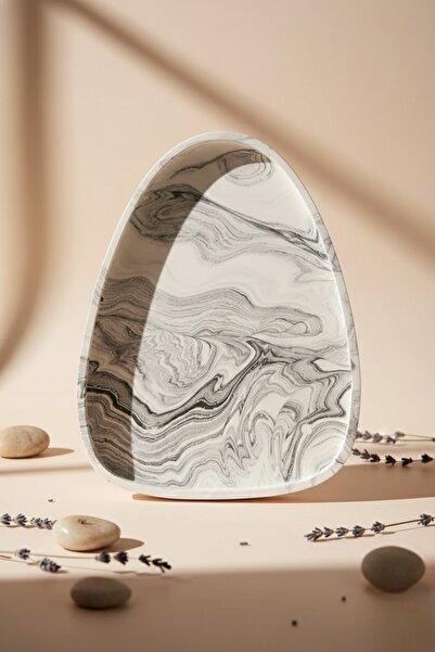 betonmall 11 Piece Marble Patterned Concrete Bathroom Set |   Liquid Solid Soap Dispenser Toothbrush Holder Trash Can Candle Holder Tray