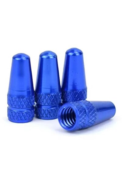 SEM Set of 4 Presta Tubeless Valve Caps, SEM, Aluminum, Blue