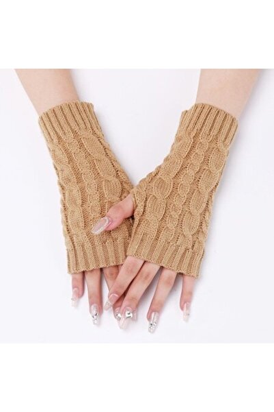 XTW Women's Fingerless Winter Gloves, Acrylic, Cream, One Size