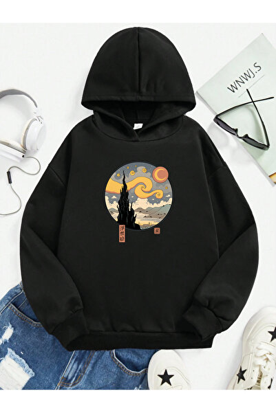 SVART WEAR Hanorac pentru copii cu glugă și buzunar cangur, imprimat, 100% bu...