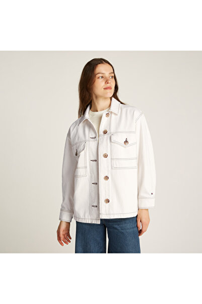 Tommy Hilfiger Dnm Oversized Utility Clr Kadın Beyaz Ceket