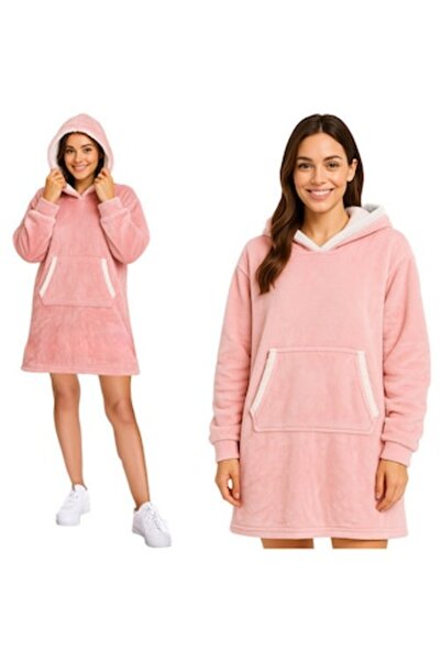 Ruhhy Oversized Blanket Hoodie, One Size, Soft Polyester, Pink