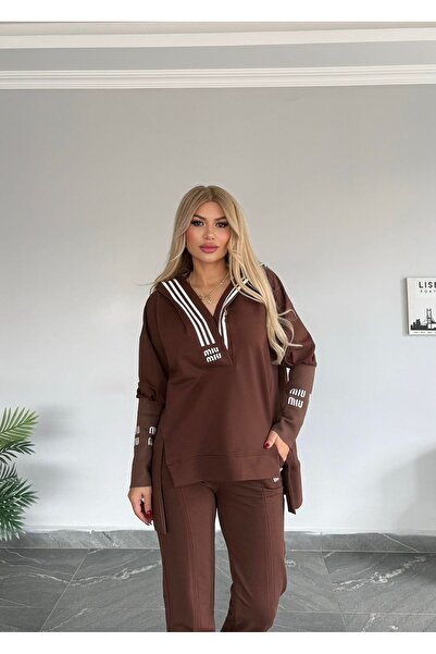 Bella Belluci Hooded Sports Suit with Rubber Detail on the Sleeves