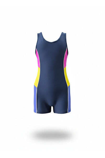 My-o Girls' Swimsuit with Shorts - Color Block Long Leg Sporty Training and Beach Swimwear