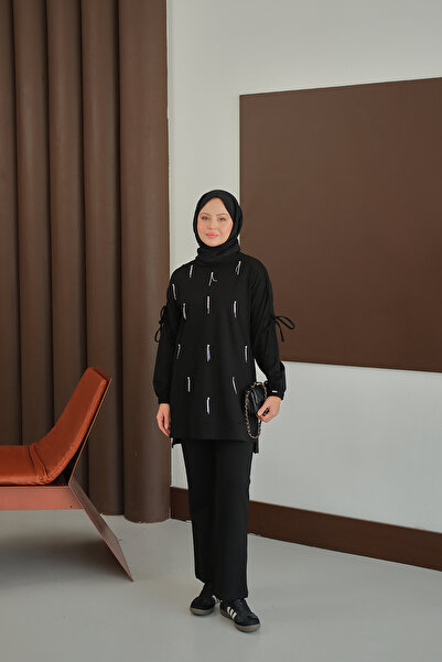 LOCCO Women's Stone Detail Suit Black