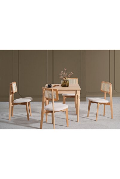 Vivense NATURA ÇİZİLMEZ AÇILIR MASA TAKIMI,MEŞE,80X80