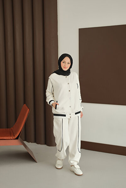 LOCCO Women's Stripe Detail Suit White