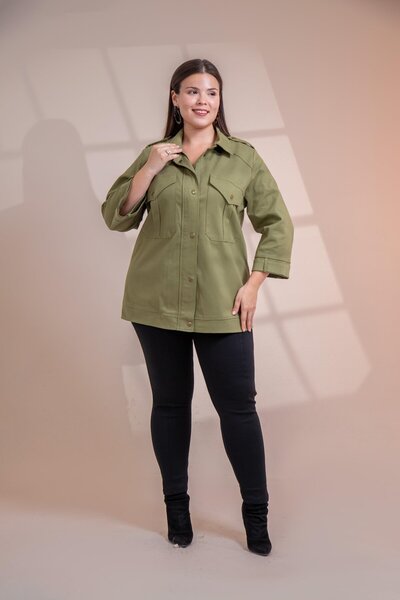 Roxxlen 1212090 Дамско яке с качулка и цип отстрани, размер плюс, камел