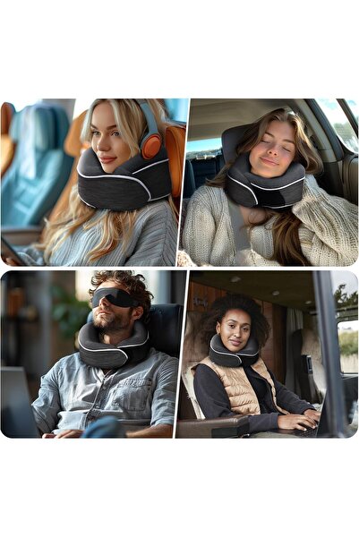 Pillowcase Amitofo Travel Pillow, Premium Memory Foam Neck Pillow (Dark Grey)