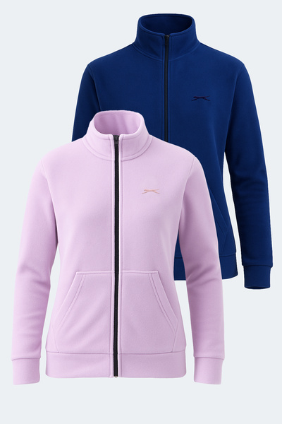 Slazenger Soul Set of Mock Neck Women's D 2 Zippered Lilac - Navy Blue Fleece