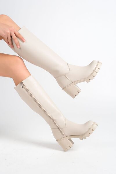 Redoxy Women's Low Platform Heeled Stylish Serrated Sole Waterproof Boots