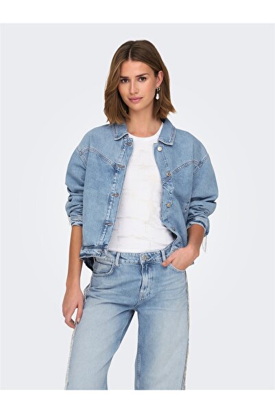 ONLY Onlsunset Ls Rhinestone Jacket Red Dnm Women's Light Blue Denim Denim Jacket - 15342631