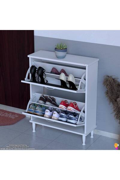 Modilayn UMAY Kapı Önü 72 x 90 x 25,5 cm’ lik 2 Düşer Kapak 4 Göz Bölmeli Aya...