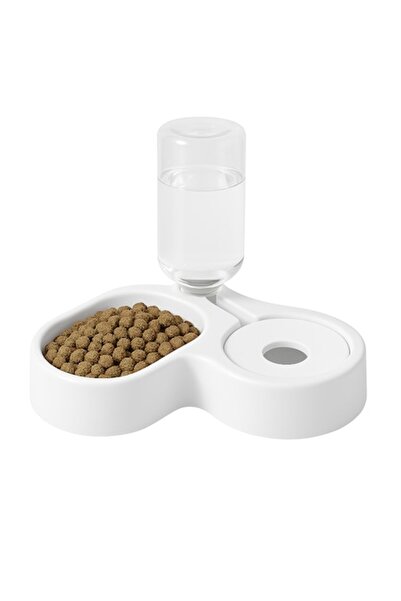 OEM Double Heart-Shaped Bowl for Pets, Easy to Use, Food and Water, White