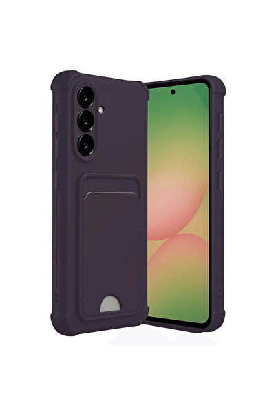 eco port حافظة متوافقة مع هاتف Galaxy A55 5g من السيليكون مع بطاقة عمل كيلفن - أرجواني غامق