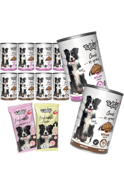 Other MOKRA KARMA DLA PSA TufTuf PUSZKA JAGNIĘCINA I DZICZYZNA 10x415g + GRATIS