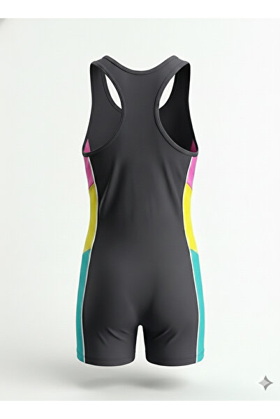 My-o Girls' Swimsuit with Shorts - Color Block Long Leg Sporty Training and Beach Swimwear